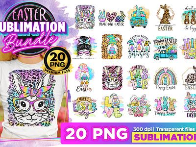 Easter Sublimation Bundle 20 PNG BEST SELLER 3d animation branding graphic design logo motion graphics ui