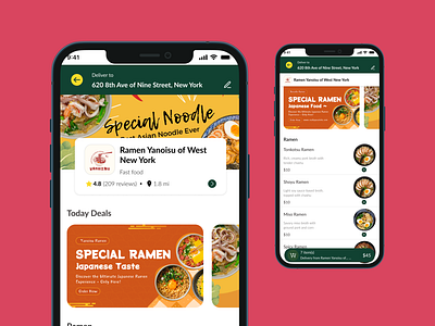 Food Delivery Mobile App: Merchant Detail design typography ui ux vector