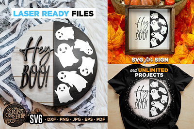 Halloween Hey boo Ghosts Halloween SVG Round 3d animation graphic design logo motion graphics ui