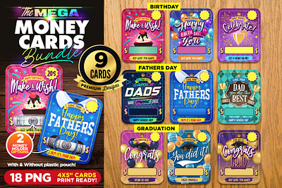 MEGA Money Card Bundle Birthday, Graduation, Fathers Day animation branding logo motion graphics ui