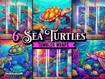 Sea Turtles Tumblers Tumbler Wrap Sublimation 3d animation graphic design logo motion graphics ui