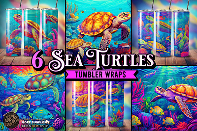 Sea Turtles Tumblers Tumbler Wrap Sublimation 3d animation graphic design logo motion graphics ui