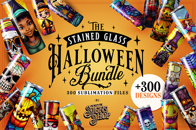 Stained Glass Tumblers Halloween Mega Bundle 300 Designs animation branding graphic design logo ui