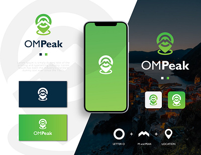 Letter OM Peak Location Logo Design branding combination mark creative design gradients graphic design illustration lettering location logo logo logo design logo design challenge logo ideas m peak logo minimal o peak logo om peak logo peak logo summit logo ui