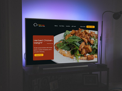 TastyTable(Dark) Homepage Web UI Design adobe xd cloud creative design designer figma follow us hero home home page muhammad salman scetion table tasty tastytable ui ui design web design web ui