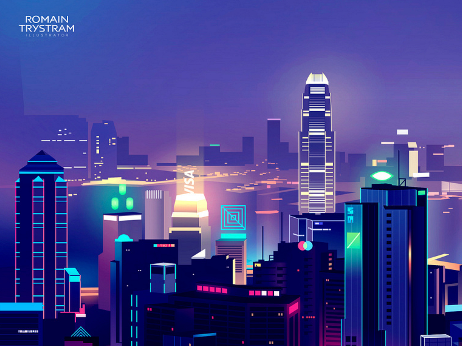 Hong Kong skyline by Romain Trystram on Dribbble