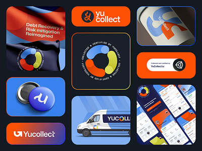 Brand Identity Debt collection software application brand identity debt finance fintech graphic design illustration logo design mobile app mockup money orange regional stamp ui ux vector visual design website y logo