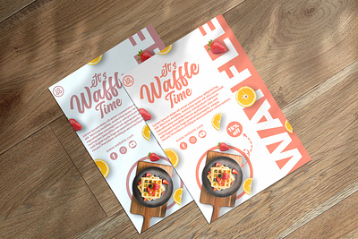 Premium Waffle Flyer Design advertising branding design flyer food graphic design premium restaurant template typography waffle