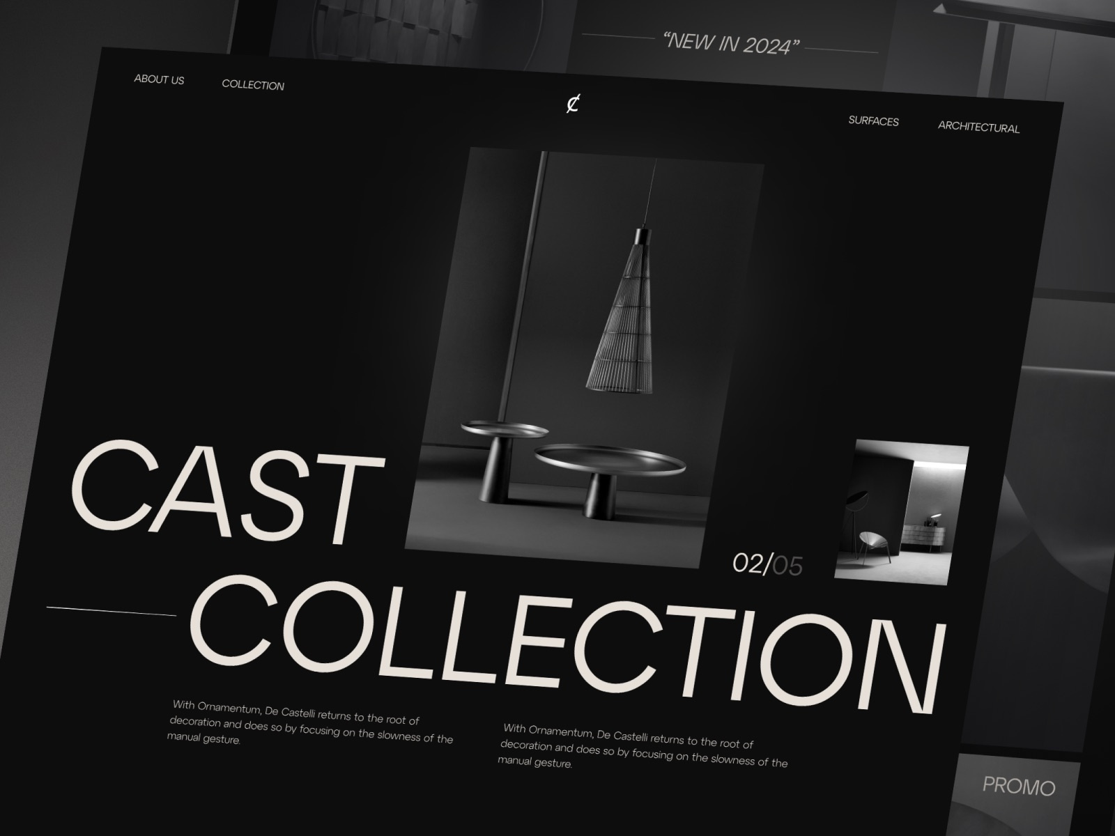 DC - Elegant Aesthetic Metal Portfolio Website - Collection Page aesthetic artistic case study clean collection company profile decoration elegant furniture landing page luxury minimalist modern ui ux web design website website design website designer website layout