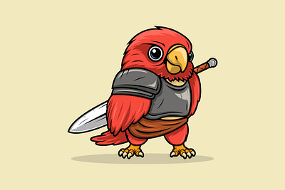 Character Mascot Cartoon Red Bird Warrior Vector Style art branding design graphic design illustration logo ui ux vector