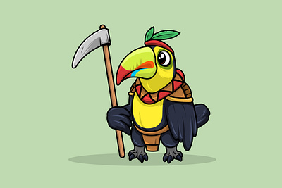 Character Mascot Tribe Toucan Bird Warrior Vector Style animal art bird cartoon design graphic design illustration logo toucan vector wild