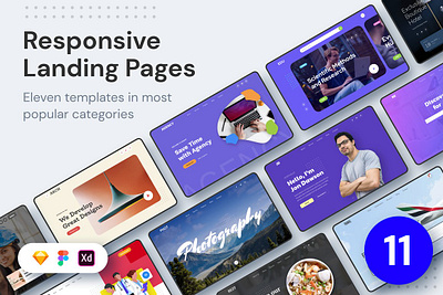 ELEVEN - Responsive Landing Pages agency architecture construction education figma hotel medical sketch styles web design xd