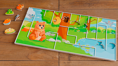 Children’s board game: maze with animals in forest 3d animals board game board game design board games cartoon cartoon illustration cartoon illustrations children children illustrations design game game design graphic design illustration illustrations illustrator kids illustrations maze vector