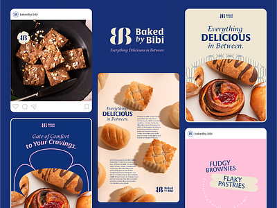 Bibi : Bakery Brand - Social Media bakery blue branding bread brownise company logo design flower graphic design layout letter b logo logo b logo design pink rebranding social media symbol ui visual identity