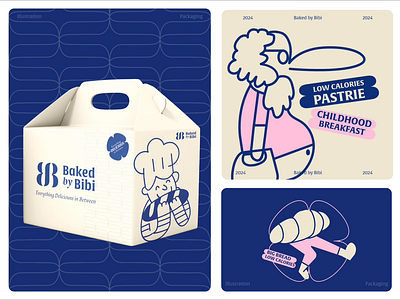 Bibi : Bakery Brand - Illustrations bakery illustration blue branding bread bread illustration bread logo brownise design fun graphic design illustration letter b line art logo motion graphics packaging pink rebranding simple symbol