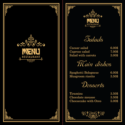 Restaurant menu graphic design