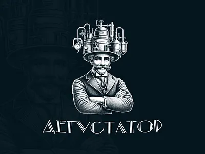 Logo Steampunk Engraved Craftsmanship in Beer Branding bar logo beer logo gravure logo steampunk logo