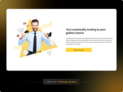 Fintech Landing Page | M-Design System 3d app corporate website finance financial app financial website fintech forex graphic design landing landing page nutrition platform saas trading ui web web 3 web page website