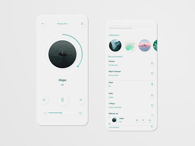 Neumorphism Music Player concept design mobile music player music stream neumorphism soft ui ui ux