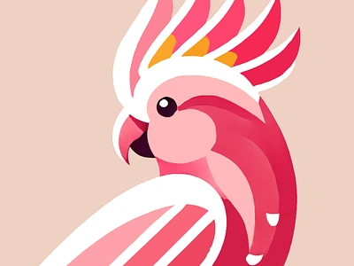 Artistic Logo Inspirations by Aravind Reddy Tarugu #8: Pink Cock aravind art branding clean design digital flat geometric graphic design icon logo modern nature pink cockatoo reddy tarugu ui ux vector website