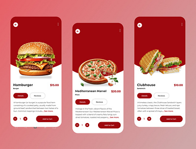 Fast Food order UI Design burger fast food pizza sandwich ui