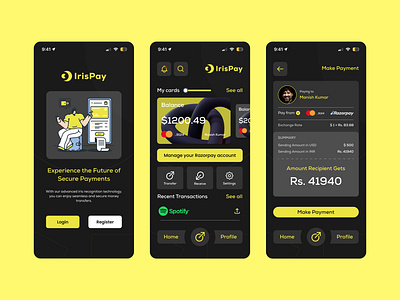 IrisPay Payment App UI/UX Design 3d android animation app design app ui ux branding design designer figma design fintech fintech app graphic design ios minimal mobile mobile ui ux ui ui designer ux ux designer