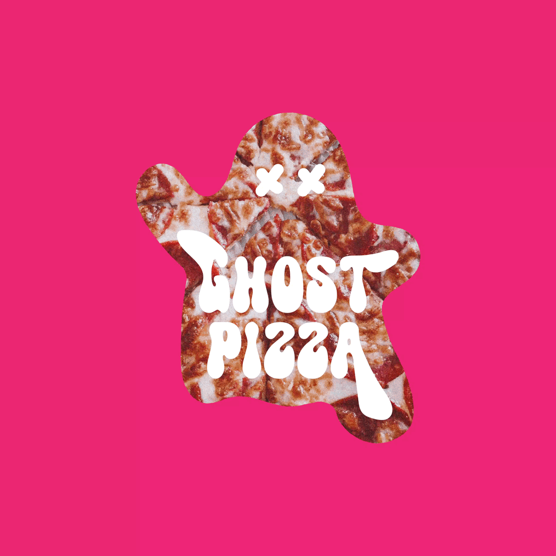 Ghost Pizza Logo brand branding creepy logo ghost logo graphic design halloween logo logo design logo designer pizza pizza logo