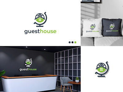 Guest House Logo Design branding building building logo earth globe globe logo home home logo hotel house house logo logo logo design logos minimal logo modern property logo real estate real estate logo world