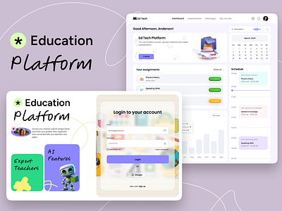 Education Platform ai ai design ai features assessments assignment submit creative dashboard education dashboard education platform education platform dashboard expert teacher graphic design my courses parent dashboard parent lms schedule classes student dashboard student lms teacher dashboard teacher lms ui design