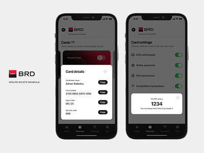 Societe Generale - Card Details & PIN - Banking App UI/UX business