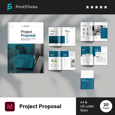 Project Proposal Template a4 annual report branding business business brochure business proposal company brochure creative proposal design graphic design illustration layout design logo magazine minimal print project proposal template ui