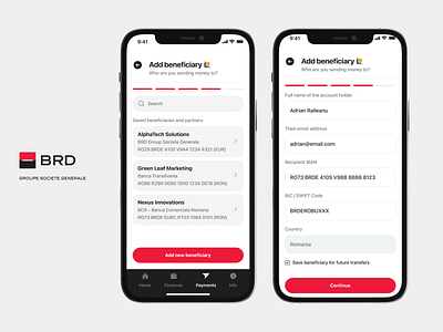 Societe Generale - Add beneficiary - Banking App UI/UX app dashboard
