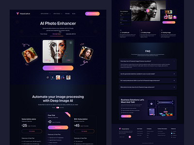 AI Image Editor Website ai art generator ai image generator ai landing page ai tool ai website artificial intelligence editing app enhance image editor image generator landing page photography picture enhace ui ux video editor visual web design website