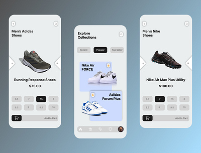 Shoes App UI Design adidas nike running shoes sneakers ui design user interface ux design uxui