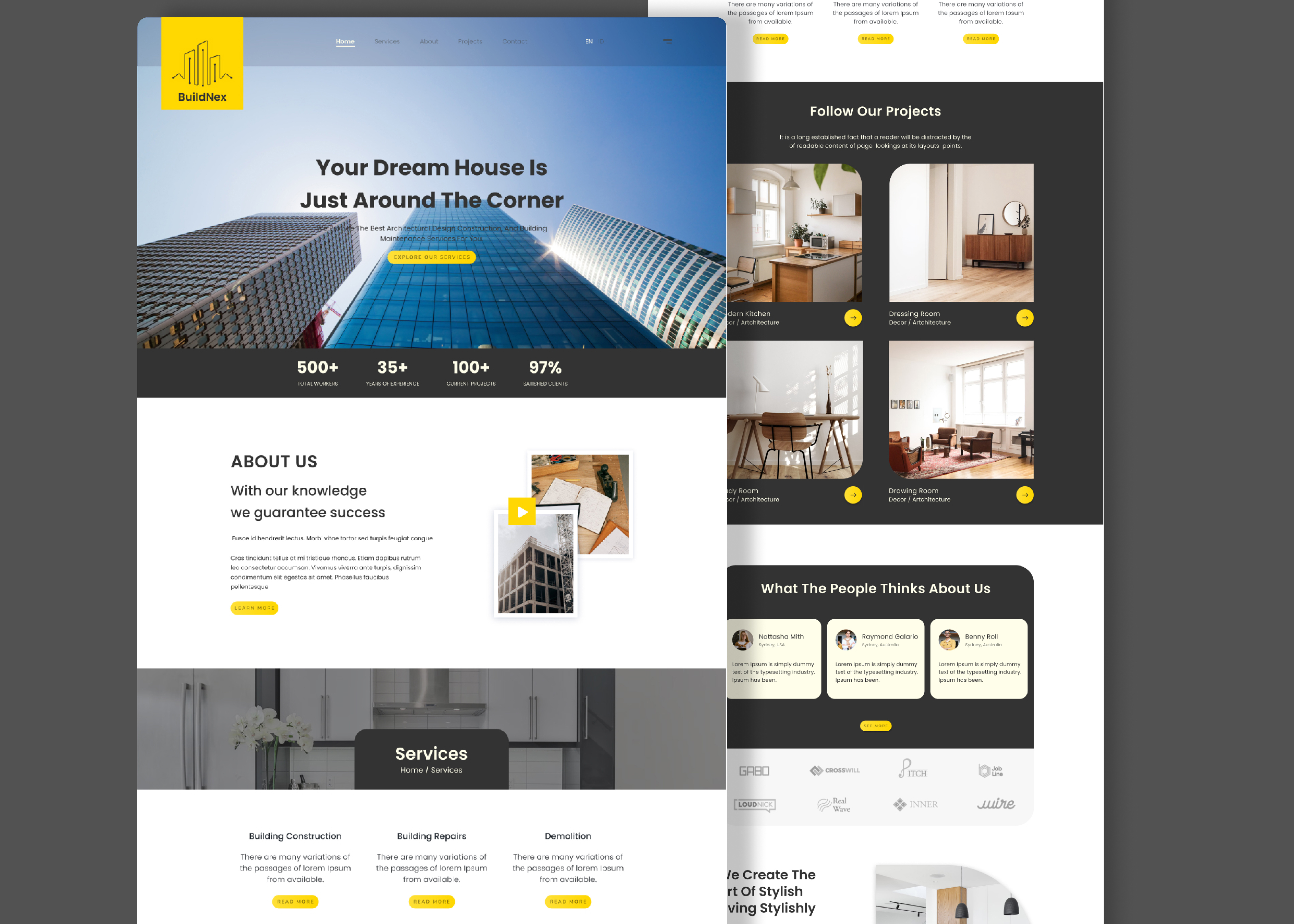 BuildNex | Construction Website Design 3d animation branding design figma graphic design logo motion graphics ui uiux designer user experience user interface web design website design