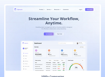 SaaS Landing Page UI Design for Project Management clean ui design landing page design modern saas design project management saas dashboard design saas landing page inspiration saas product page saas ui design saas website layout uiux portfolio uxui inspiration workflow management ui