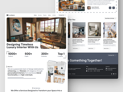 LuxeSpace - Responsive Landing Page for Interior Design Company designweb interiordesign landingpage responsivedesign responsivewebdesign ui uidesign userinterfacedesign uxdesign webdesign