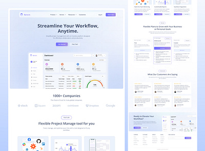 SaaS Project Management Landing Page UI Design clean ui design design for saas companies designer showcase dribbble ui showcase landing page design minimalistic web design modern saas design project management responsive web design saas dashboard design saas landing page saas landing page inspiration saas product page saas ui design saas website layout ui design for saas ui design trends uiux portfolio uxui inspiration workflow management ui
