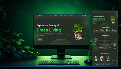 Plantoria Landing Page design figma green landing page leaf plant tree ui ui ux