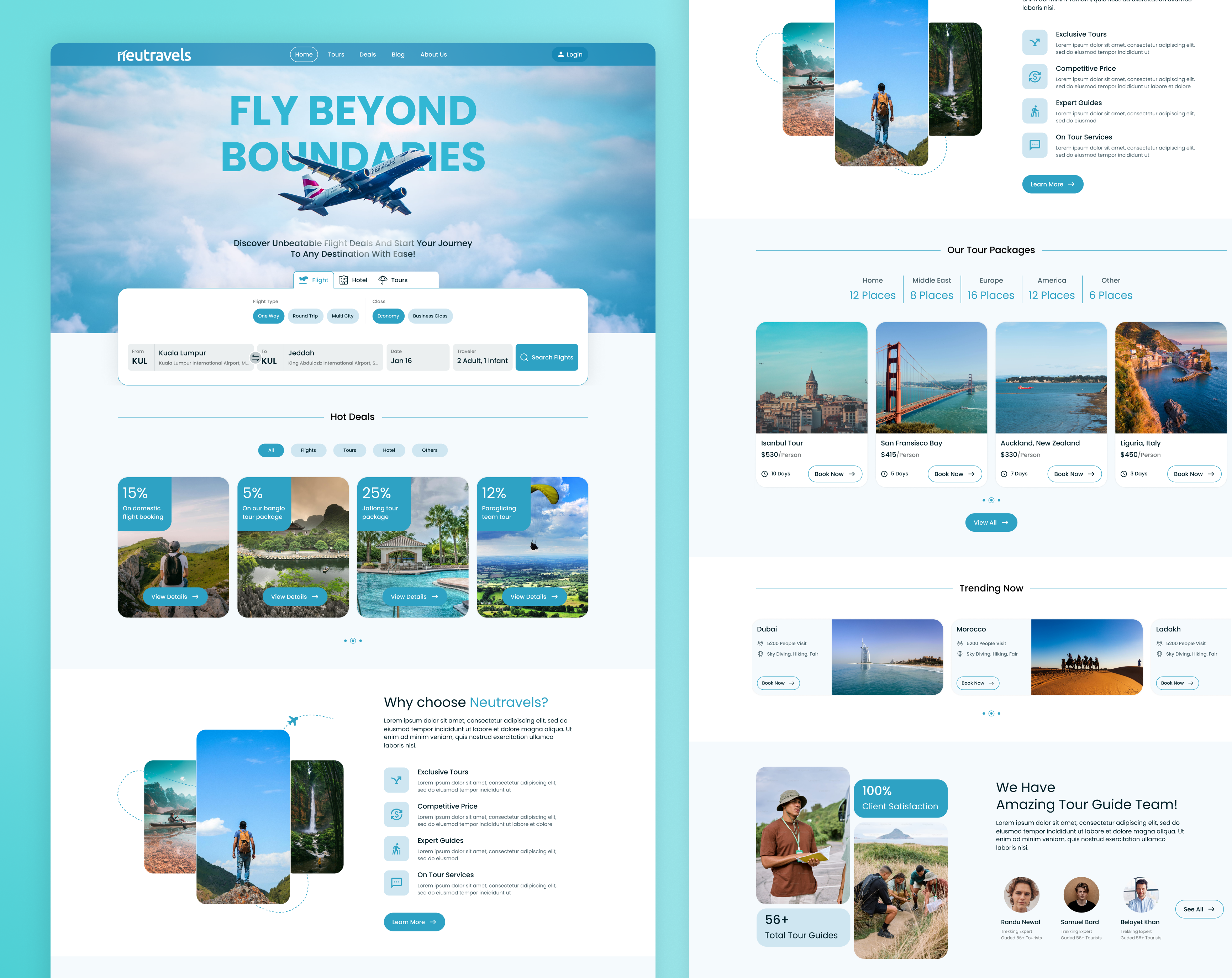 Neutravels - Travel Agency Website UI Design travel agency travel website ui design