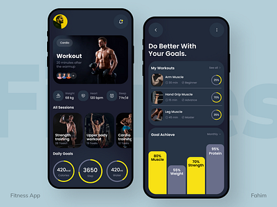 Fitness Mobile App UI app app design design exercise fahim fitness fitness app gym health tracker mobile app mobile app design mobile application ui user interface ux workout workout app