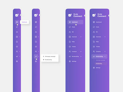 Sidebar Navigation - Orufy Connect cleanu collapsiblemenu gradientdesign minimaldesign sidebarnavigation uiuxdesign webdesign