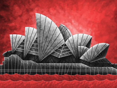 Sydney Opera House - illustration exploration architect art black building famous house ill illustration mood opera red style sydney texture