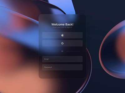 Glassmorphism form design. clean dark forms minimalist ui