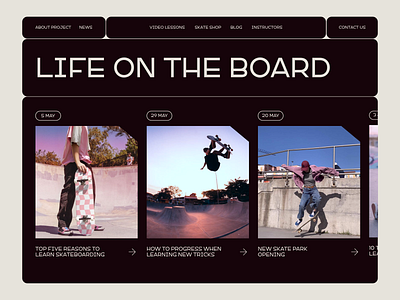 A Skateboarding Landing Page Design Template dark theme dashboard design homepage interface landing page location product design sport sport app ui ux video web web design concept web design template web ui website