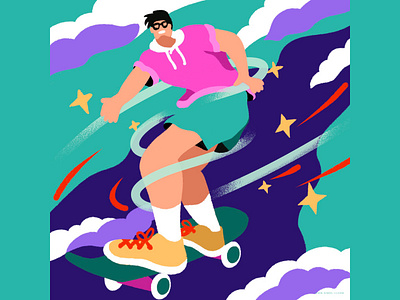 Skateboarding fun illustration man skateboard