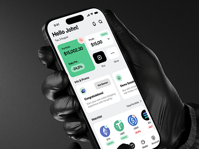 Empowering Your Digital Wealth Journey app app design bitcoin crypto cryptoapp cryptocurrency dark green mobile ui