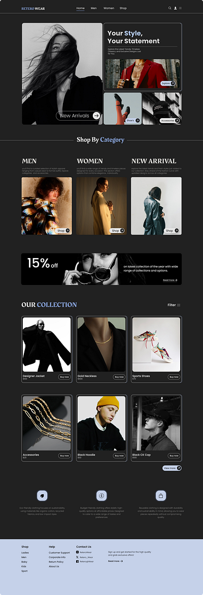 Simple UI Web Design For Online Clothing Store graphic design ui web design