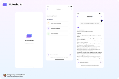 Natasha AI - Chatbot app design app app design branding chatbot chatbot app design ui