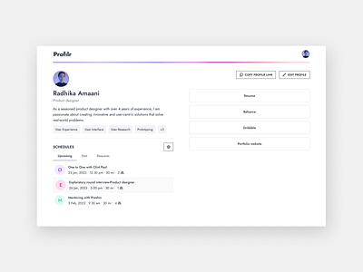 Web Application Profile Page UI adobexd android branding design figma illustration product design ui user experience user interface ux web application